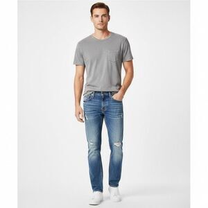 American-eagle Men's Blue Distressed Straight-Leg Jeans * Skater * Streetwear